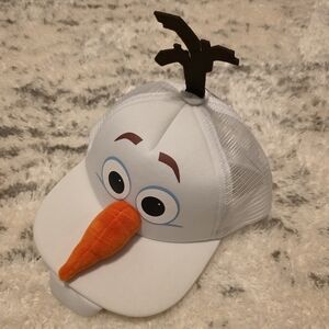 Disney Olaf White Mesh Trucker Hat with Orange Carrot Nose and Brown Stem